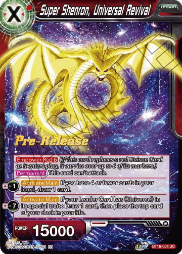 Super Shenron, Universal Revival (BT16-004), Realm of the Gods Pre-Release Cards — DB Super card price