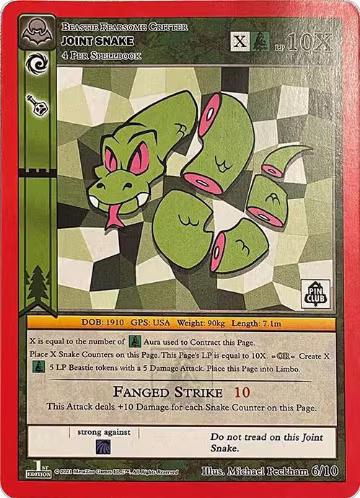 Joint Snake (Pin Club Cryptid Nation Mystery Collection) (6/10), Miscellaneous Promos — MetaZoo card price
