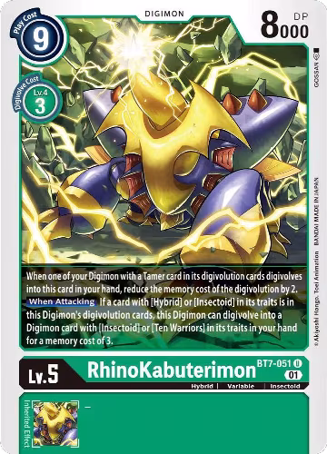 Rhinokabuterimon (BT7-051 U), Next Adventure — Digimon card price