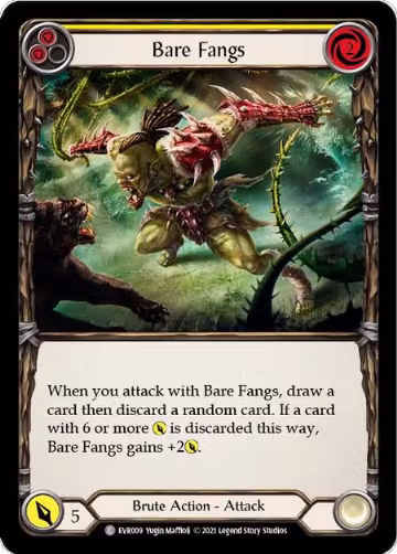 Bare Fangs (Yellow) (EVR009), Everfest — Flesh & Blood card price