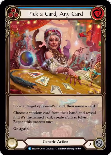 Pick a Card, Any Card (Blue) (Extended Art) (EVR169), Everfest — Flesh & Blood card price