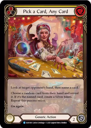 Pick a Card, Any Card (Yellow) (Extended Art) (EVR168), Everfest — Flesh & Blood card price