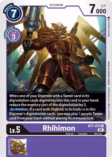 Rhihimon (BT7-075 U), Next Adventure — Digimon card price