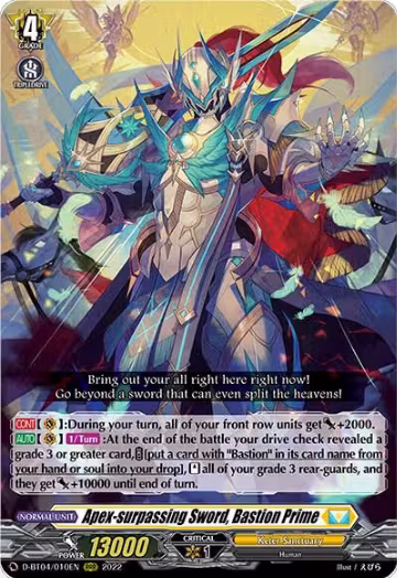 Apex-surpassing Sword, Bastion Prime (D-BT04/010EN), D-BT04: Awakening of Chakrabarthi — Vanguard card price