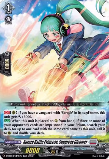 Aurora Battle Princess, Suppress Gleamer (D-BT04/024EN), D-BT04: Awakening of Chakrabarthi — Vanguard card price