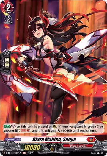 Blaze Maiden, Sonya (Holo) (D-BT04/H07EN), D-BT04: Awakening of Chakrabarthi — Vanguard card price