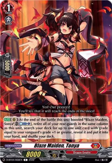 Blaze Maiden, Tonya (D-BT04/068EN), D-BT04: Awakening of Chakrabarthi — Vanguard card price