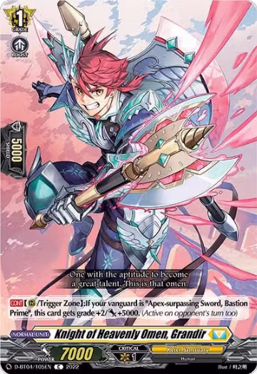 Knight of Heavenly Omen, Grandir (D-BT04/105EN), D-BT04: Awakening of Chakrabarthi — Vanguard card price