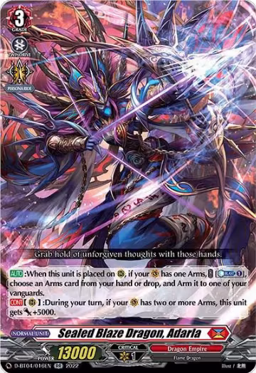 Sealed Blaze Dragon, Adarla (D-BT04/016EN), D-BT04: Awakening of Chakrabarthi — Vanguard card price