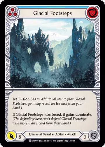 Glacial Footsteps (Blue) (OLD010), Blitz Deck: Tales of Aria - Oldhim — Flesh & Blood card price