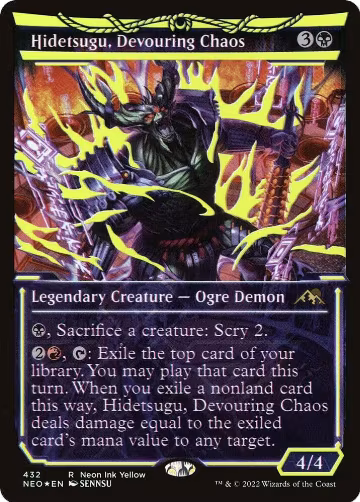 Hidetsugu, Devouring Chaos (Neon Yellow) (WPN Exclusive) (432), Kamigawa: Neon Dynasty — Magic card price