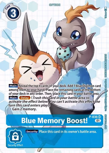 Blue Memory Boost! - P-036 (Next Adventure Box Promotion Pack) (P-036 SR), Digimon Promotion Cards — Digimon card price
