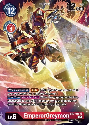 EmperorGreymon (Alternate Art) (BT7-016 SR), Next Adventure — Digimon card price