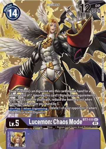 Lucemon: Chaos Mode (Alternate Art) (BT7-111 SEC), Next Adventure — Digimon card price