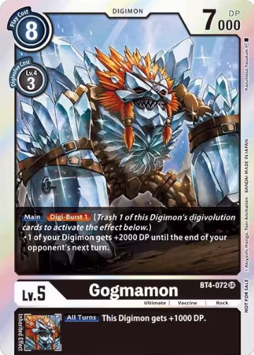 Gogmamon (Event Pack 2) (BT4-072 SR), Great Legend — Digimon card price