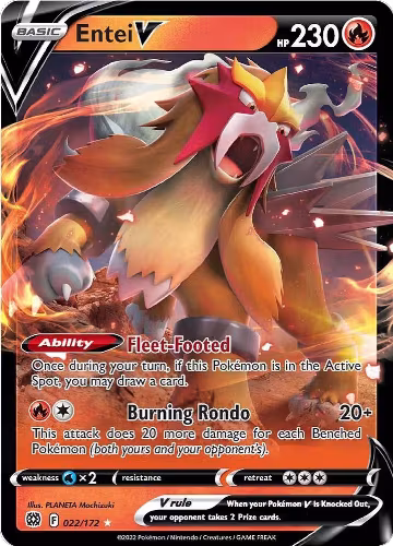 Entei V (022/172), Brilliant Stars — Pokémon card price