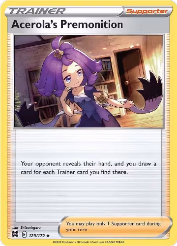 Acerola's Premonition (129/172), Brilliant Stars — Pokémon card price