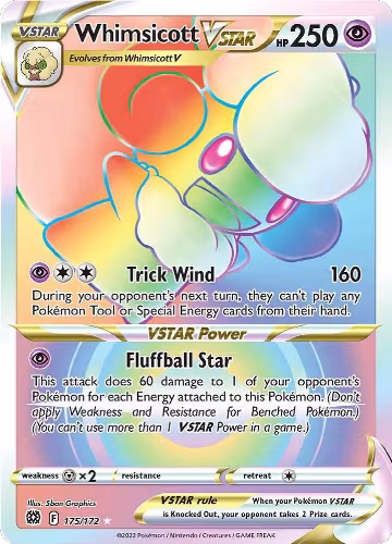 Whimsicott VSTAR (Secret) (175/172), Brilliant Stars — Pokémon card price