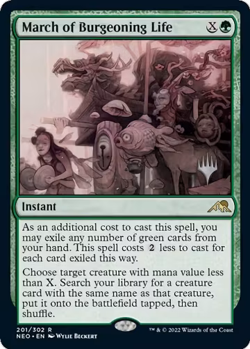 March of Burgeoning Life (201), Promo Pack: Kamigawa: Neon Dynasty — Magic card price