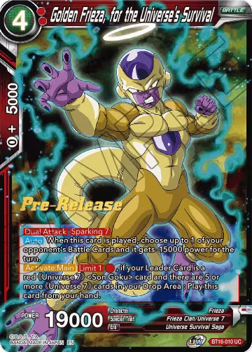Golden Frieza, for the Universe's Survival (BT16-010), Realm of the Gods Pre-Release Cards — DB Super card price