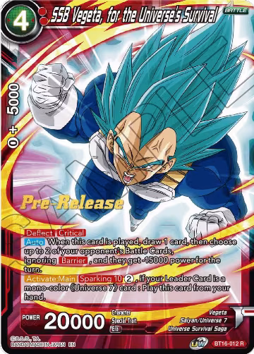 SSB Vegeta, for the Universe's Survival (BT16-012), Realm of the Gods Pre-Release Cards — DB Super card price