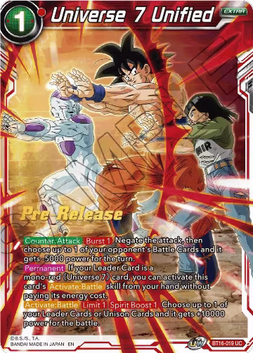 Universe 7 Unified (BT16-019), Realm of the Gods Pre-Release Cards — DB Super card price