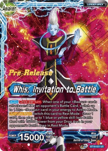 Whis // Whis, Invitation to Battle (BT16-021), Realm of the Gods Pre-Release Cards — DB Super card price