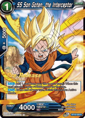 SS Son Goten, the Interceptor (BT16-028), Realm of the Gods Pre-Release Cards — DB Super card price