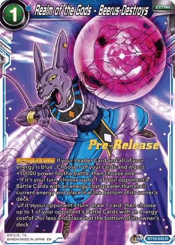 Realm of the Gods - Beerus Destroys (BT16-045), Realm of the Gods Pre-Release Cards — DB Super card price