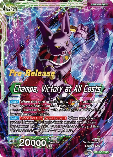 Champa // Champa, Victory at All Costs (BT16-047), Realm of the Gods Pre-Release Cards — DB Super card price