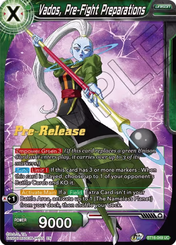Vados, Pre-Fight Preparations (BT16-049), Realm of the Gods Pre-Release Cards — DB Super card price
