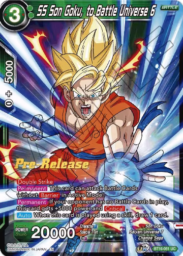 SS Son Goku, to Battle Universe 6 (BT16-051), Realm of the Gods Pre-Release Cards — DB Super card price