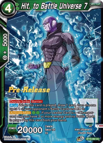 Hit, to Battle Universe 7 (BT16-062), Realm of the Gods Pre-Release Cards — DB Super card price