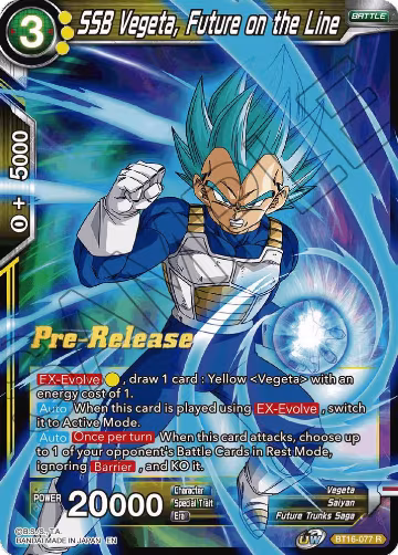 SSB Vegeta, Future on the Line (BT16-077), Realm of the Gods Pre-Release Cards — DB Super card price
