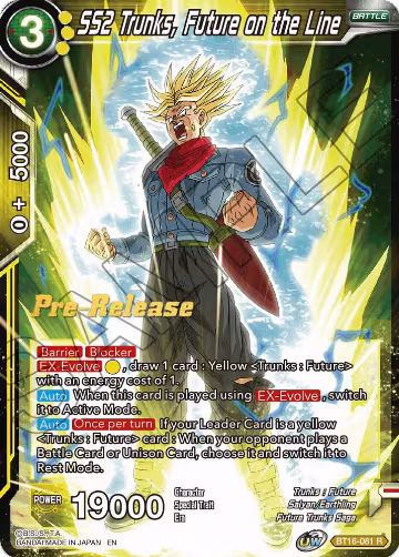 SS2 Trunks, Future on the Line (BT16-081), Realm of the Gods Pre-Release Cards — DB Super card price
