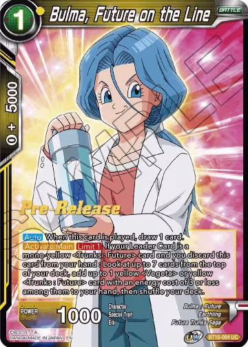 Bulma, Future on the Line (BT16-084), Realm of the Gods Pre-Release Cards — DB Super card price