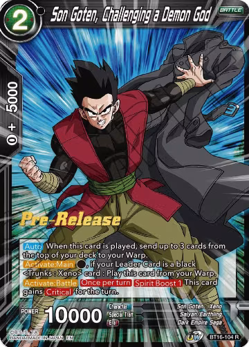 Son Goten, Challenging a Demon God (BT16-104), Realm of the Gods Pre-Release Cards — DB Super card price