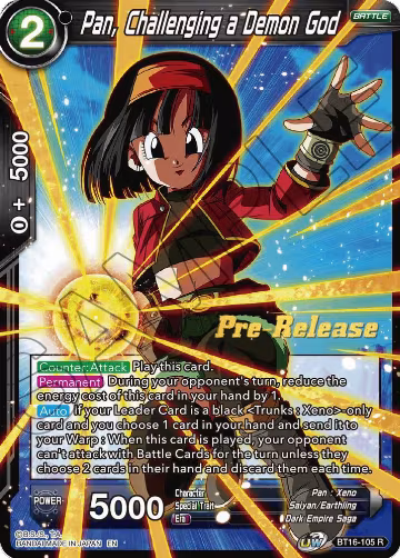 Pan, Challenging a Demon God (BT16-105), Realm of the Gods Pre-Release Cards — DB Super card price