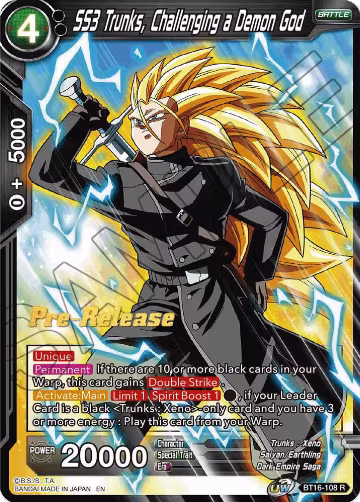 SS3 Trunks, Challenging a Demon God (BT16-108), Realm of the Gods Pre-Release Cards — DB Super card price