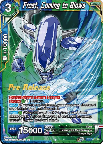 Frost, Coming to Blows (BT16-137), Realm of the Gods Pre-Release Cards — DB Super card price