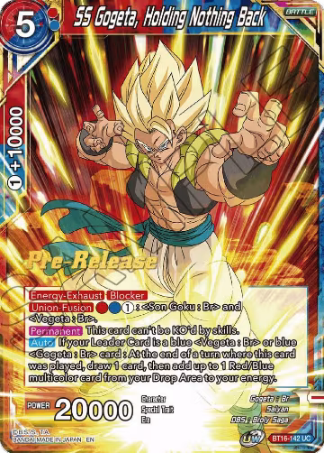 SS Gogeta, Holding Nothing Back (BT16-142), Realm of the Gods Pre-Release Cards — DB Super card price