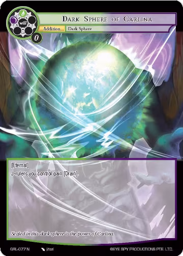 Dark Sphere of Carlina (GRL-077), Game of Gods: Reloaded — Force of Will card price