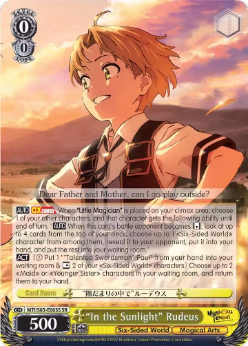 "In the Sunlight" Rudeus (SR) (MTI/S83-E003S SR), Mushoku Tensei: Jobless Reincarnation — Weiß Schwarz card price