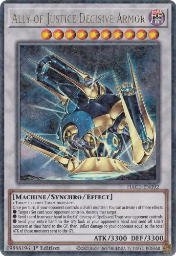 Ally of Justice Decisive Armor (Duel Terminal) (HAC1-EN092), Hidden Arsenal: Chapter 1 — Yu-Gi-Oh! card price