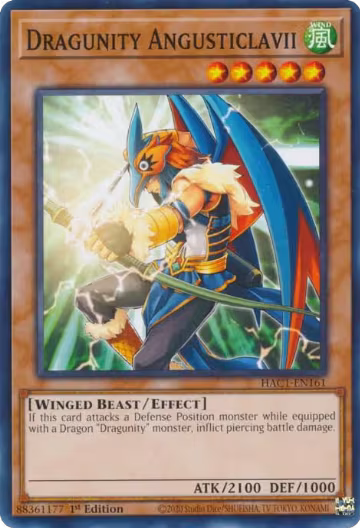 Dragunity Angusticlavii (HAC1-EN161), Hidden Arsenal: Chapter 1 — Yu-Gi-Oh! card price