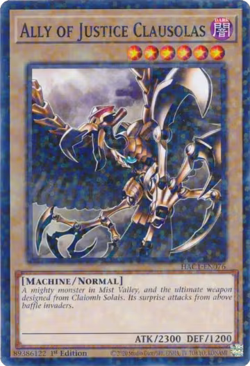Ally of Justice Clausolas (Duel Terminal) (HAC1-EN076), Hidden Arsenal: Chapter 1 — Yu-Gi-Oh! card price