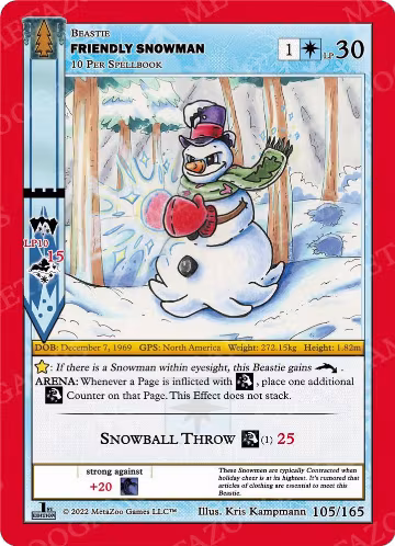 Friendly Snowman (105/165), Wilderness: First Edition — MetaZoo card price