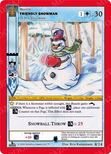 Friendly Snowman (4/14), Wilderness: First Edition Tribal Theme Decks — MetaZoo card price