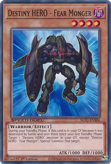 Destiny HERO - Fear Monger (SGX1-ENB06), Speed Duel GX: Duel Academy Box — Yu-Gi-Oh! card price
