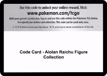 Code Card - Alolan Raichu Figure Collection, SM - Burning Shadows — Pokémon card price